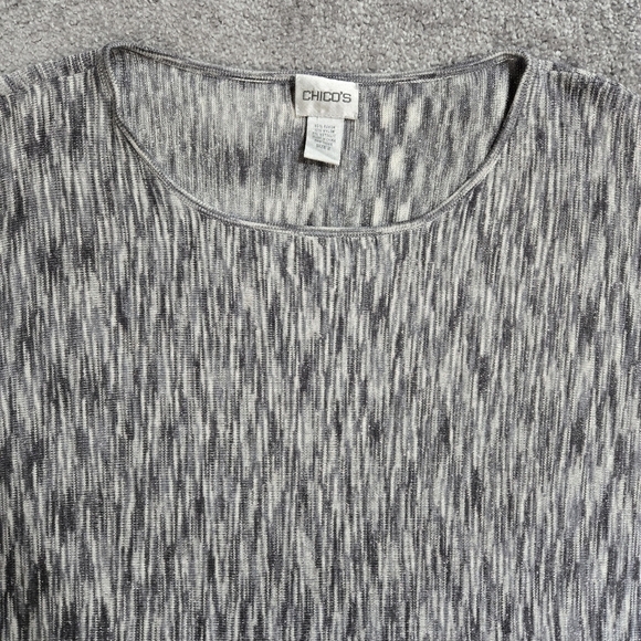 Chico's Gray Metallic Space Dye Dolman Sweater Wide Kimono Sleeves Party - Picture 5 of 9